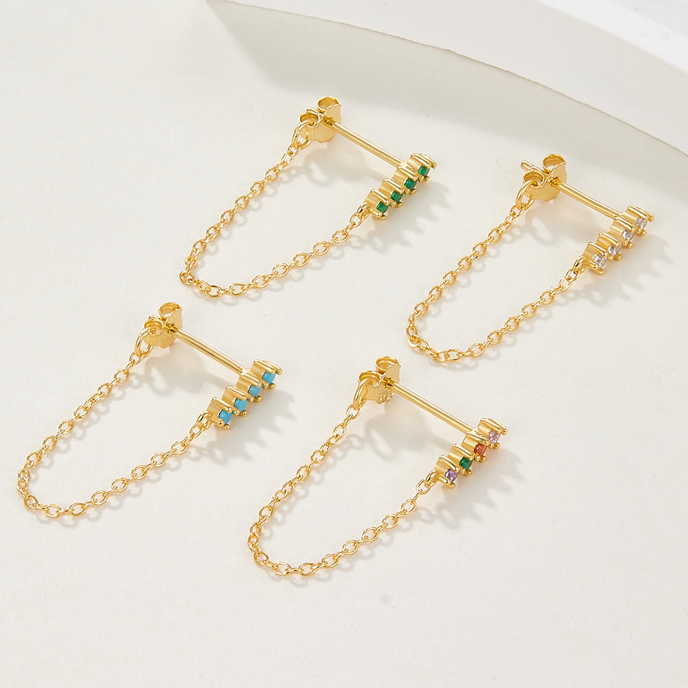 Diamond Fringe Earrings - S925 Silver Long Light Luxury Niche