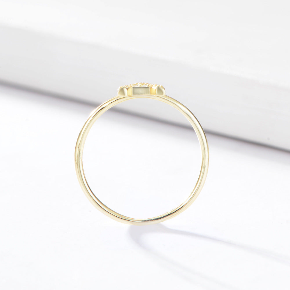 925 Sterling Silver 26 Alphabet Zirconia Rings, Minimalist Stackable Initial Jewelry