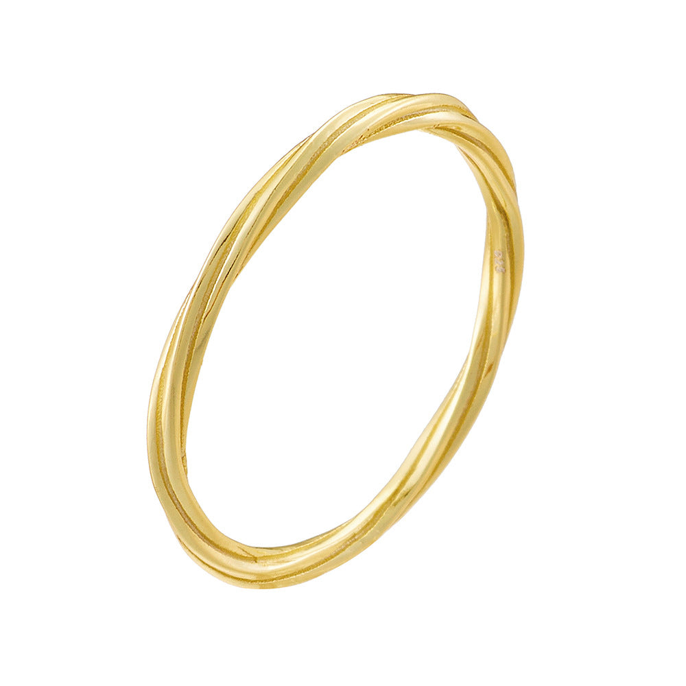 925 Sterling Silver Geometric Entwined Line Ring, Minimalist High-End Ins Style Jewelry