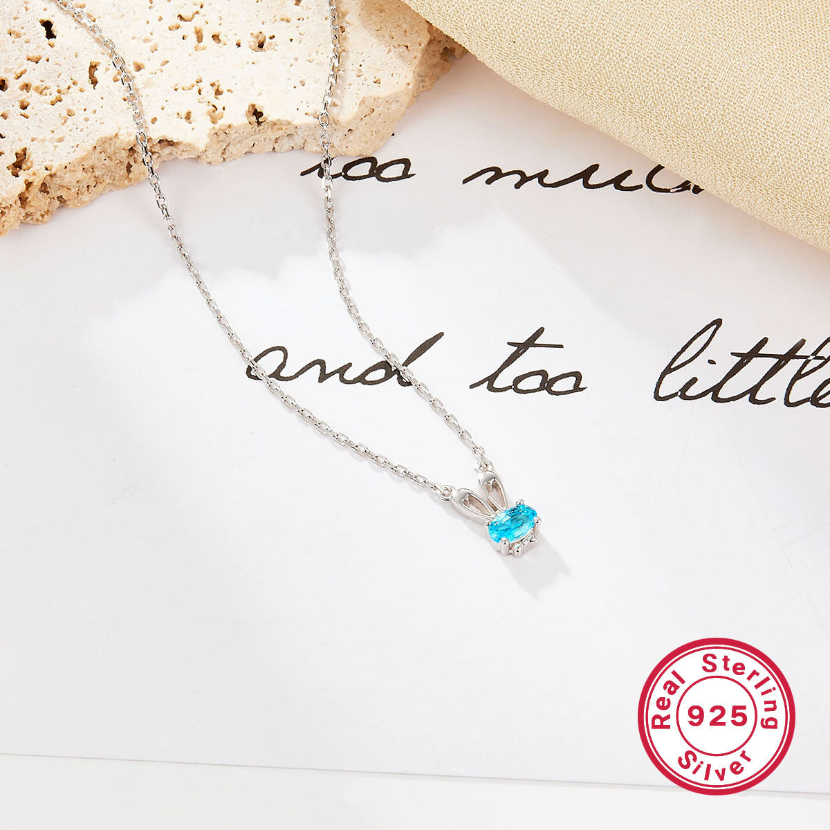 Blue Zircon Rabbit Jewelry Set - S925 Sterling Silver Cute Matching Wholesale