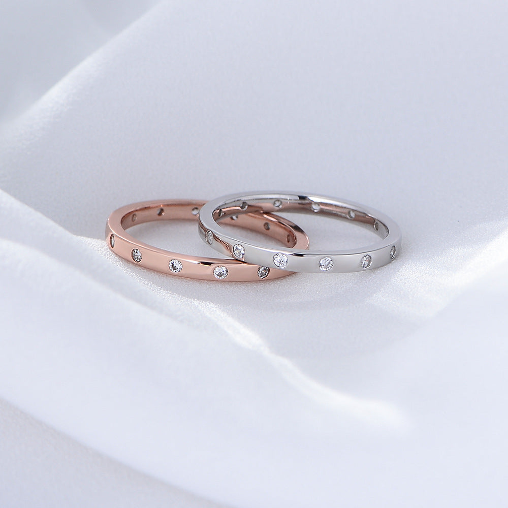 925 Sterling Silver Stackable Rings, Thin Zirconia Band Set