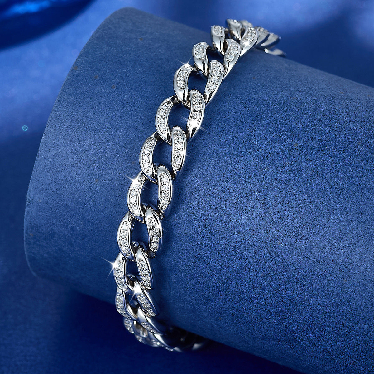Full Zircon Chain Bracelet - S925 Silver Punk Retro Hip Hop Design
