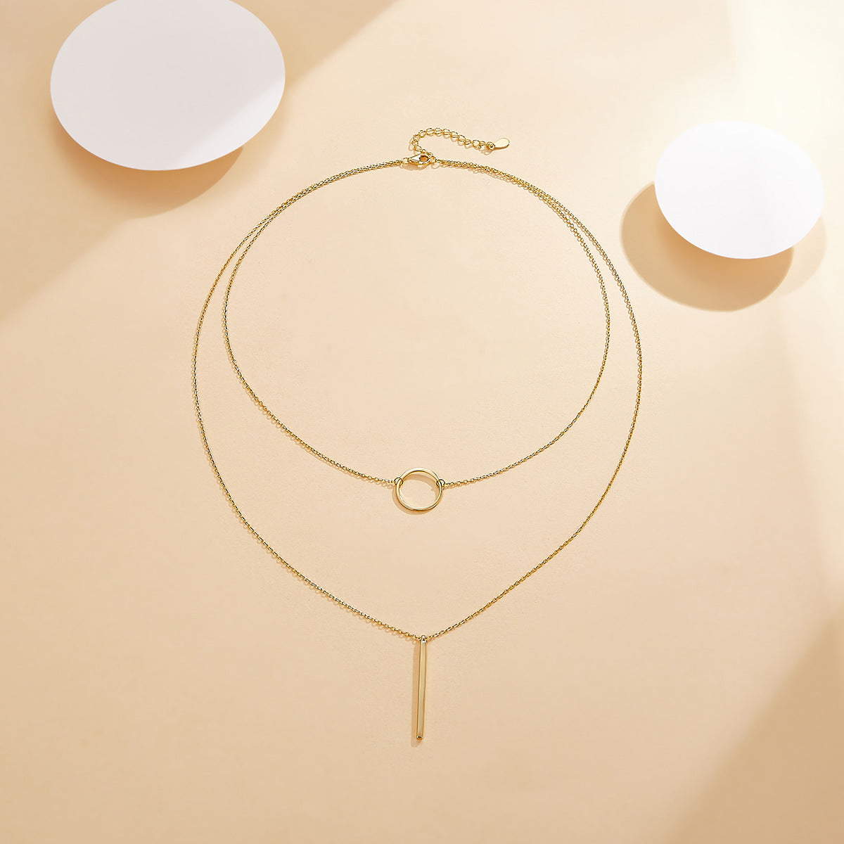 Double Layer Circle Necklace - 925 Silver Minimalist Best Friend Gift