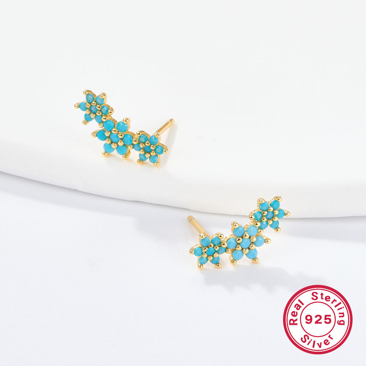 INS Style Floral Stud Earrings | S925 Sterling Silver with Zircon Inlay