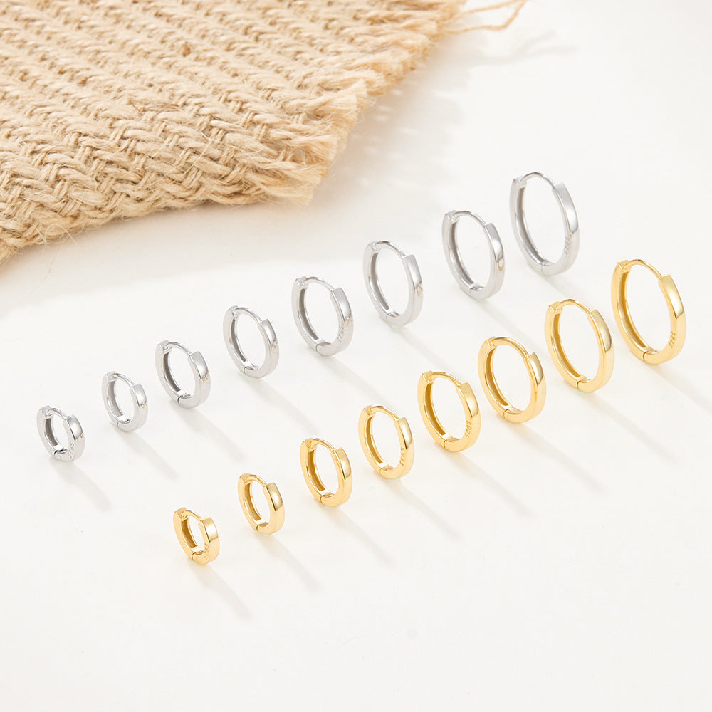 Polished Hoop Earrings - 925 Silver Minimalist Unisex Jewelry