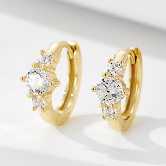 S925 Sterling Silver Small Hoop Earrings with Sparkling Zircon, Minimalist Geometric Huggie Earrings for Women, Hypoallergenic Jewelry Gift