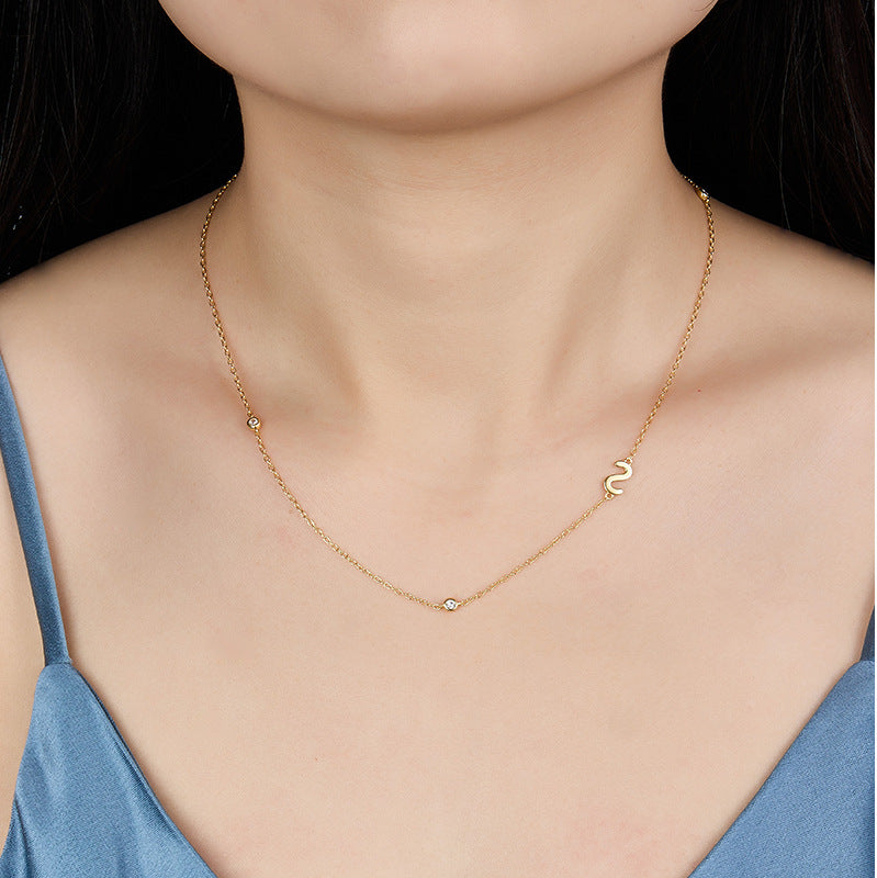 Alphabet Necklace - S925 Silver Micro Zircon Trending Collarbone Chain