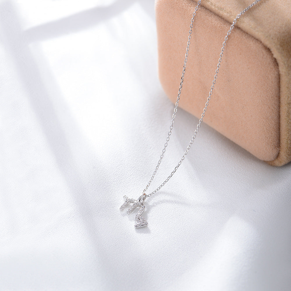 925 Sterling Silver Twelve Zodiac Diamond Pendant Necklace, Fashionable Viral Wish Amazon Hot Selling Jewelry