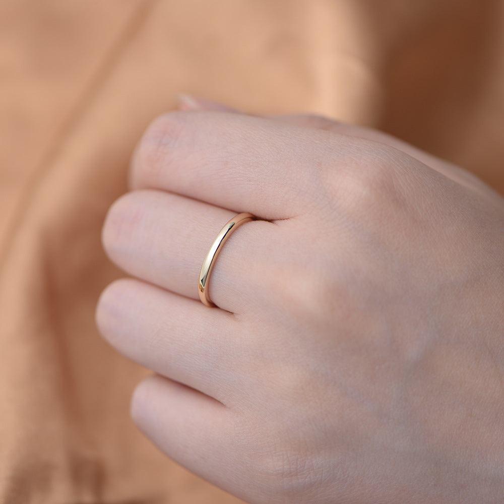 925 Sterling Silver Gold Plated Plain Band Ring, Minimalist Classic Sleek Hoop Jewelry
