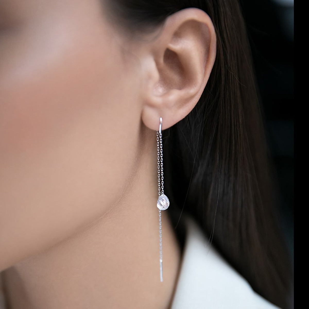 Teardrop Zircon Necklace - 925 Silver Minimalist Niche Choker Wholesale