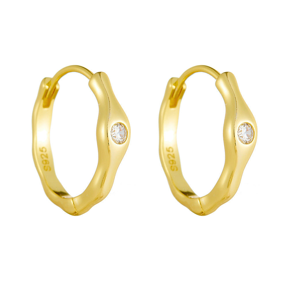 Sterling Silver Unique Geometric Hoop Earrings for Women, Elegant Chic Commuter Accessory