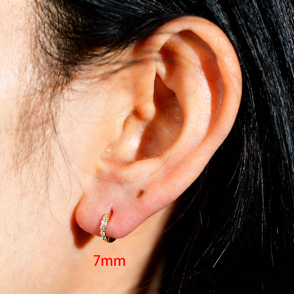 925 Sterling Silver Zirconia Huggie Hoop Earrings, Classic Round Geometric Cartilage Jewelry