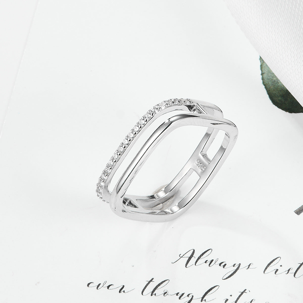 Micro Zircon Geometric Ring - S925 Silver Minimalist Light Luxury