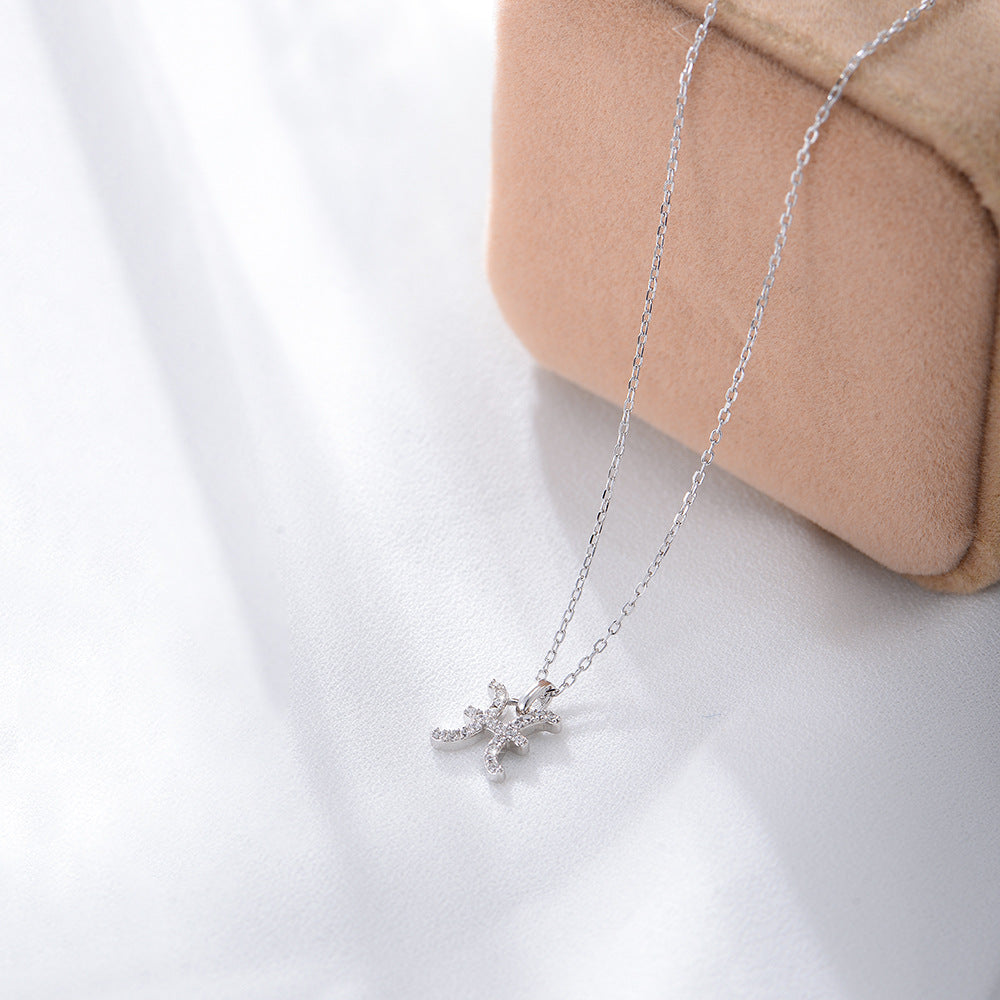 925 Sterling Silver Twelve Zodiac Diamond Pendant Necklace, Fashionable Viral Wish Amazon Hot Selling Jewelry