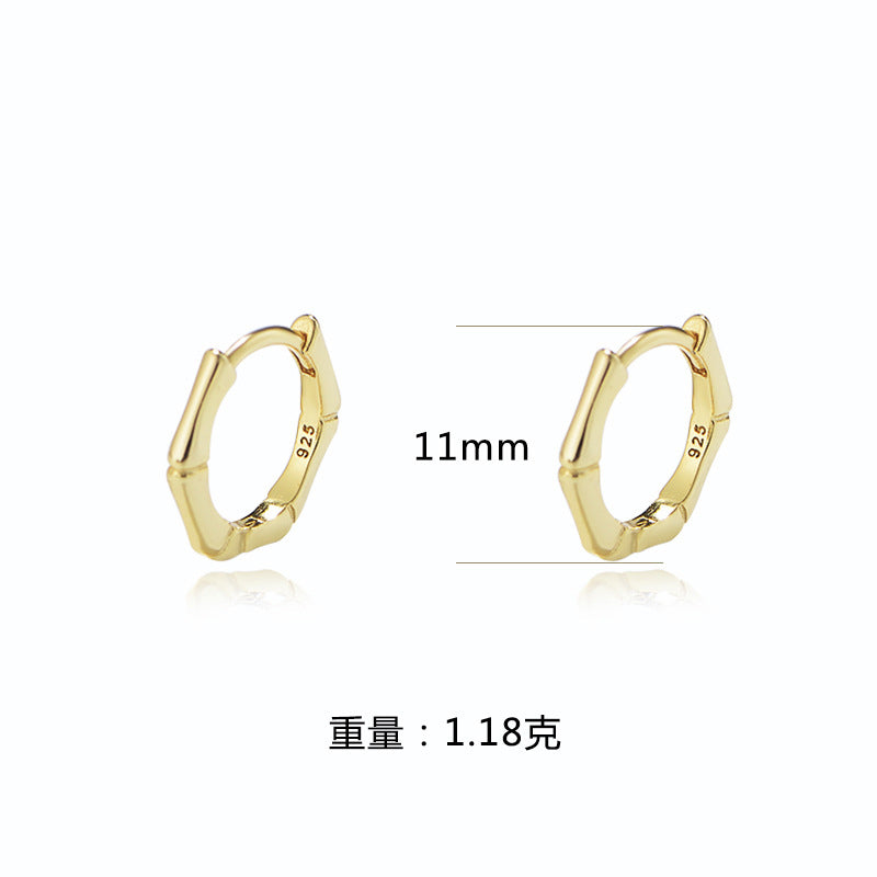 925 Sterling Silver Bamboo Square Hoop Earrings, Geometric Jewelry