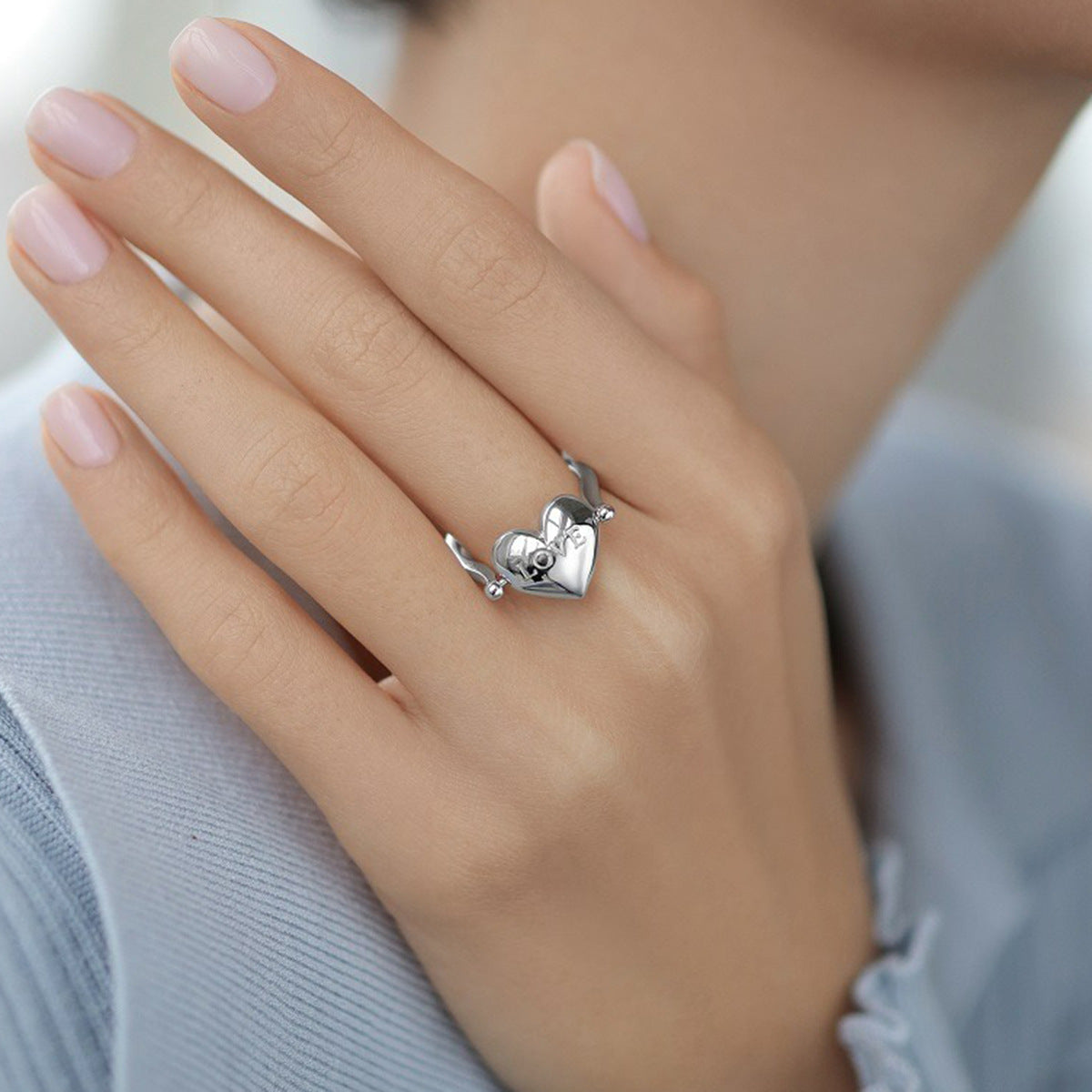 Double Sided Heart Ring - 925 Silver Flip Love Minimalist Jewelry