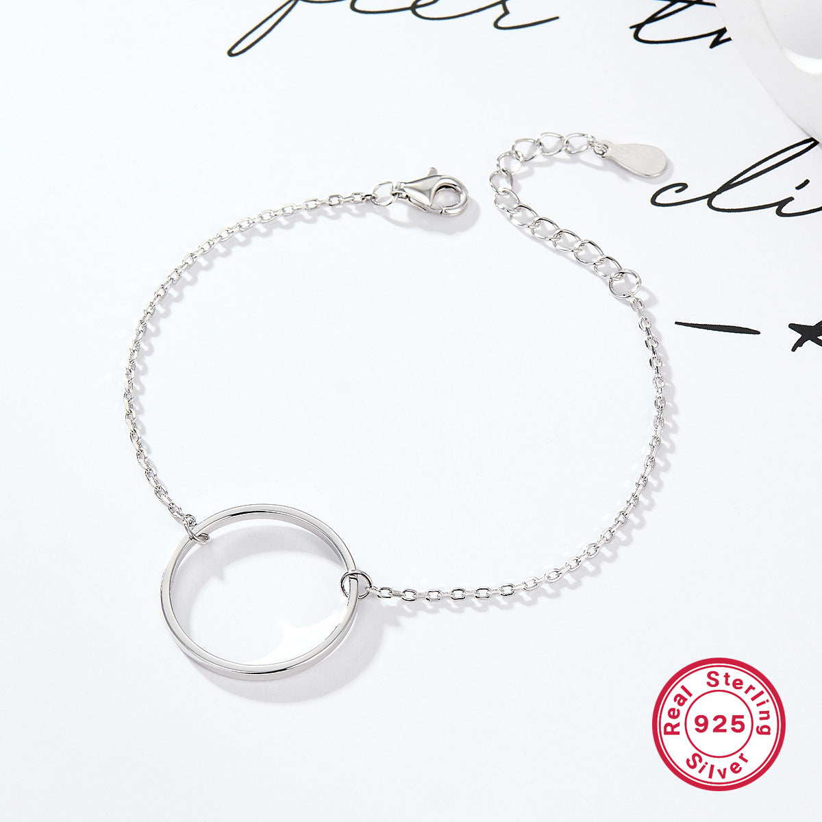 Polished Circle Bracelet - 925 Silver Minimalist Light Luxury Chain