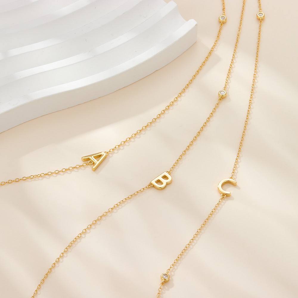 Alphabet Necklace - S925 Silver Micro Zircon Trending Collarbone Chain