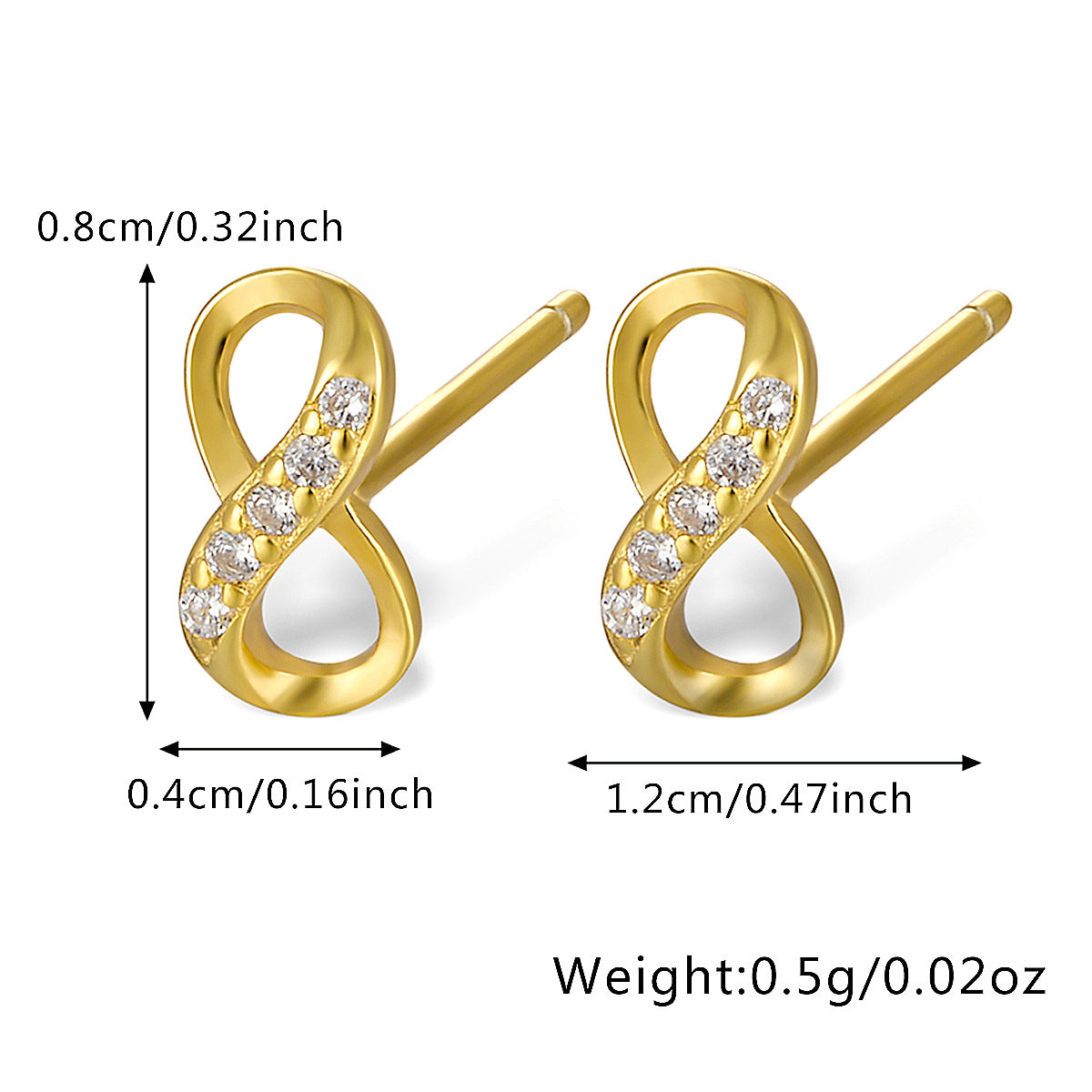 Infinity Zircon Studs - 925 Silver Minimalist Light Luxury Wholesale
