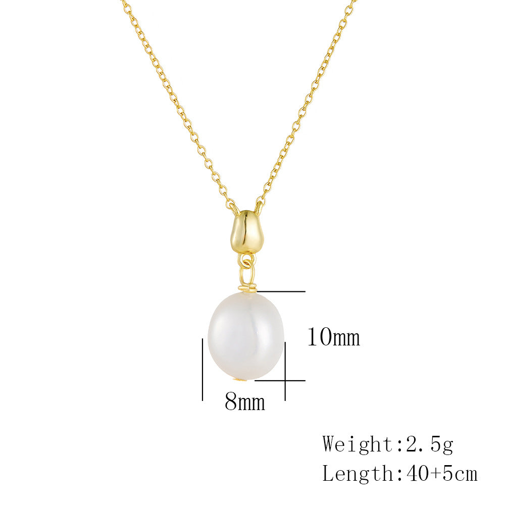Sterling Silver Graceful Baroque Pearl Necklace for Women, Modern Aesthetic Accessory
