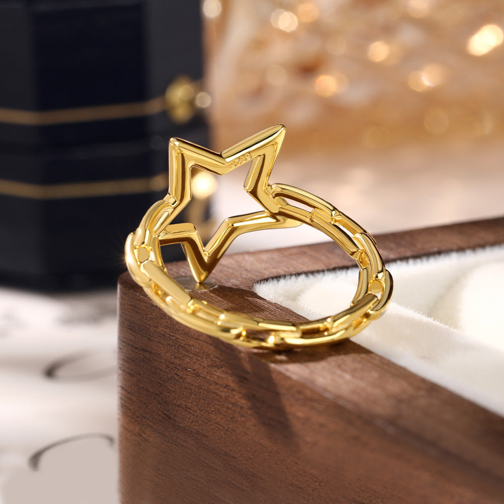 Star Moon Geometric Ring - 925 Silver Minimalist Wholesale Jewelry
