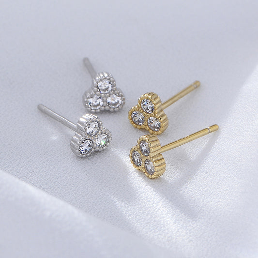 925 Sterling Silver Geometric Stud Earrings, Pave Zirconia Jewelry
