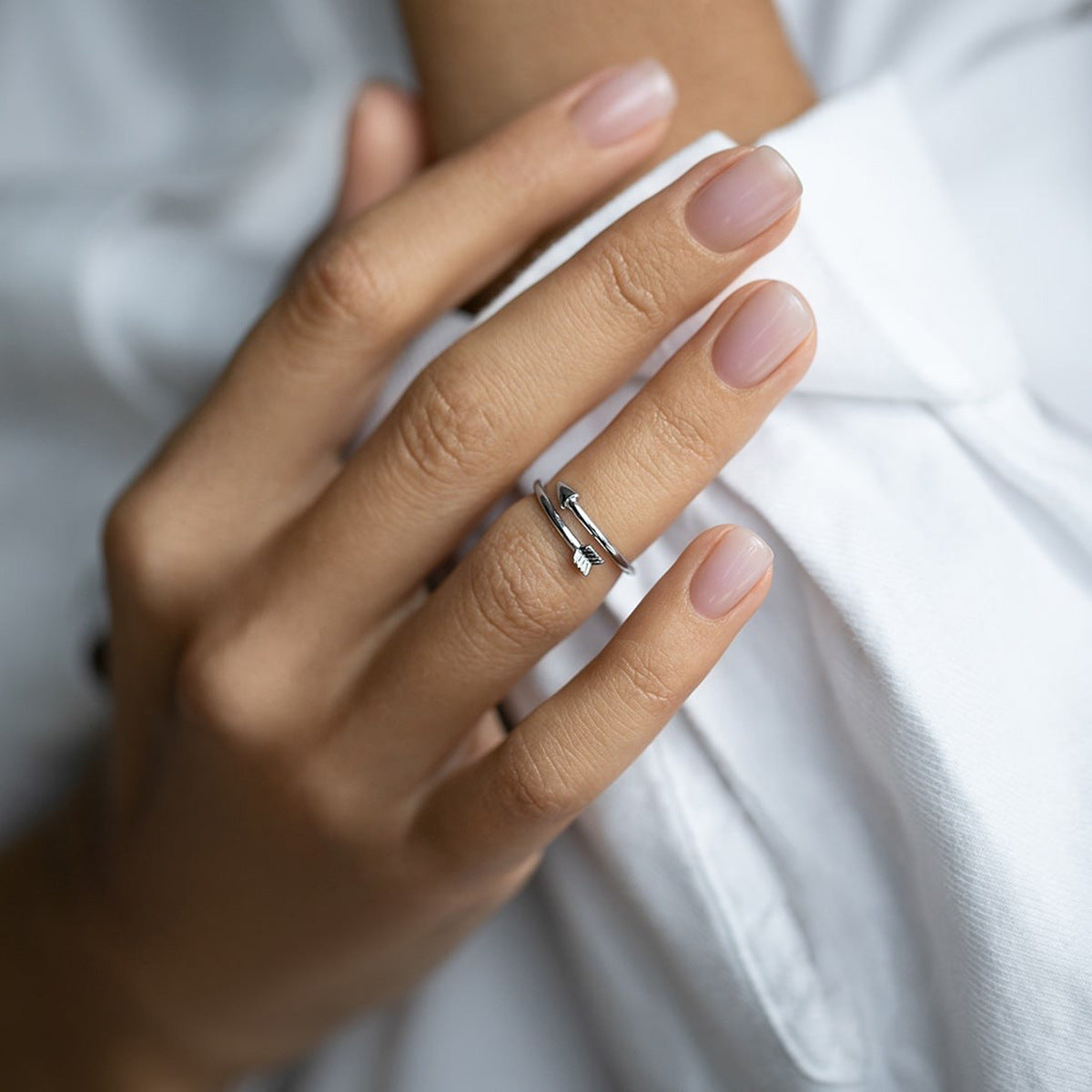 Arrow Zircon Ring - 925 Silver Adjustable Light Luxury Wholesale