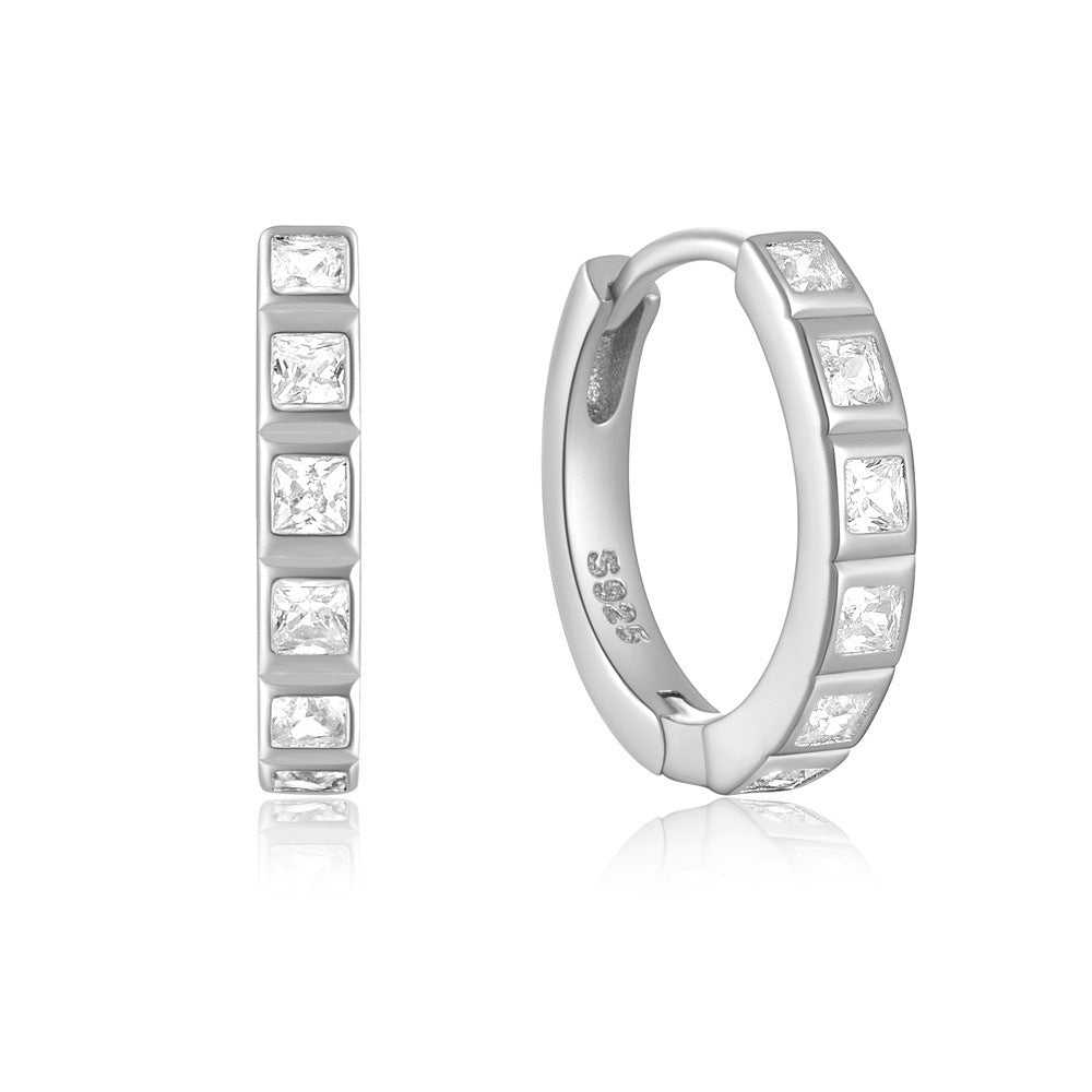 Diamond Hoop Earrings - S925 Silver Geometric Niche Ear Jewelry