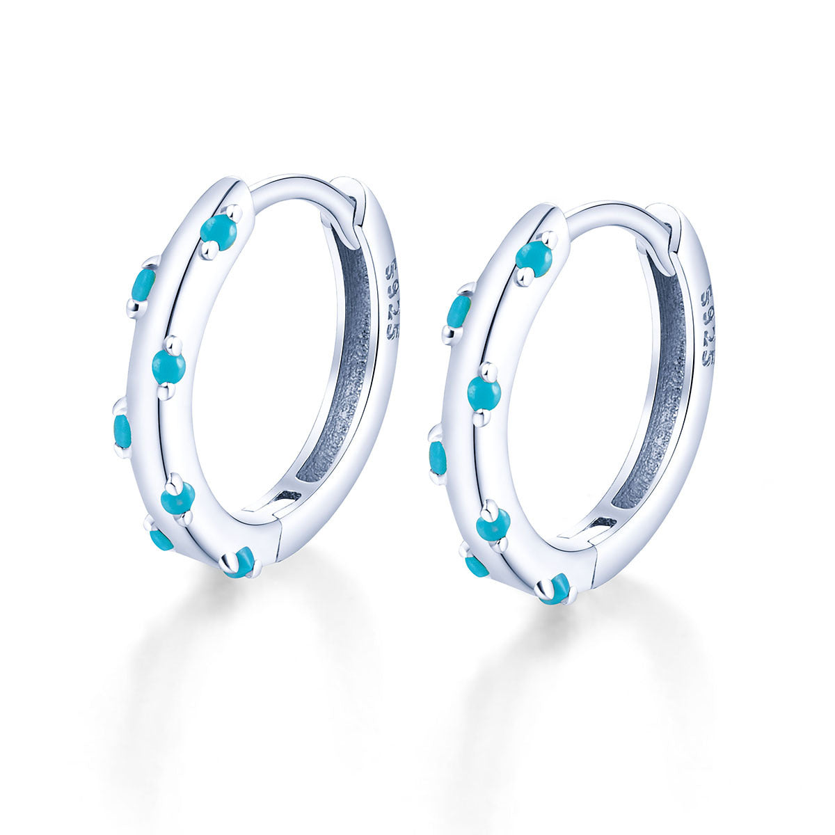 Colored Zircon Hoop Earrings - S925 Silver Modern European Factory Jewelry