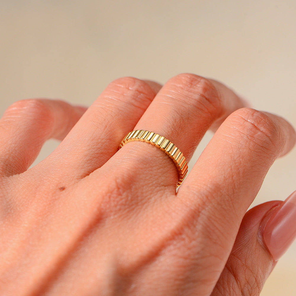 S925 Silver Modern Textured Band Ring - Unique Ins Style Aesthetic Accessory