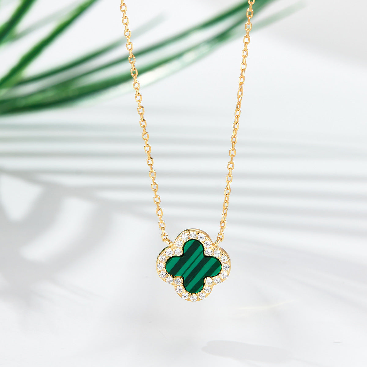 Four Leaf Clover Necklace & Earrings Set - Sterling Silver Black Agate Jewelry Gift