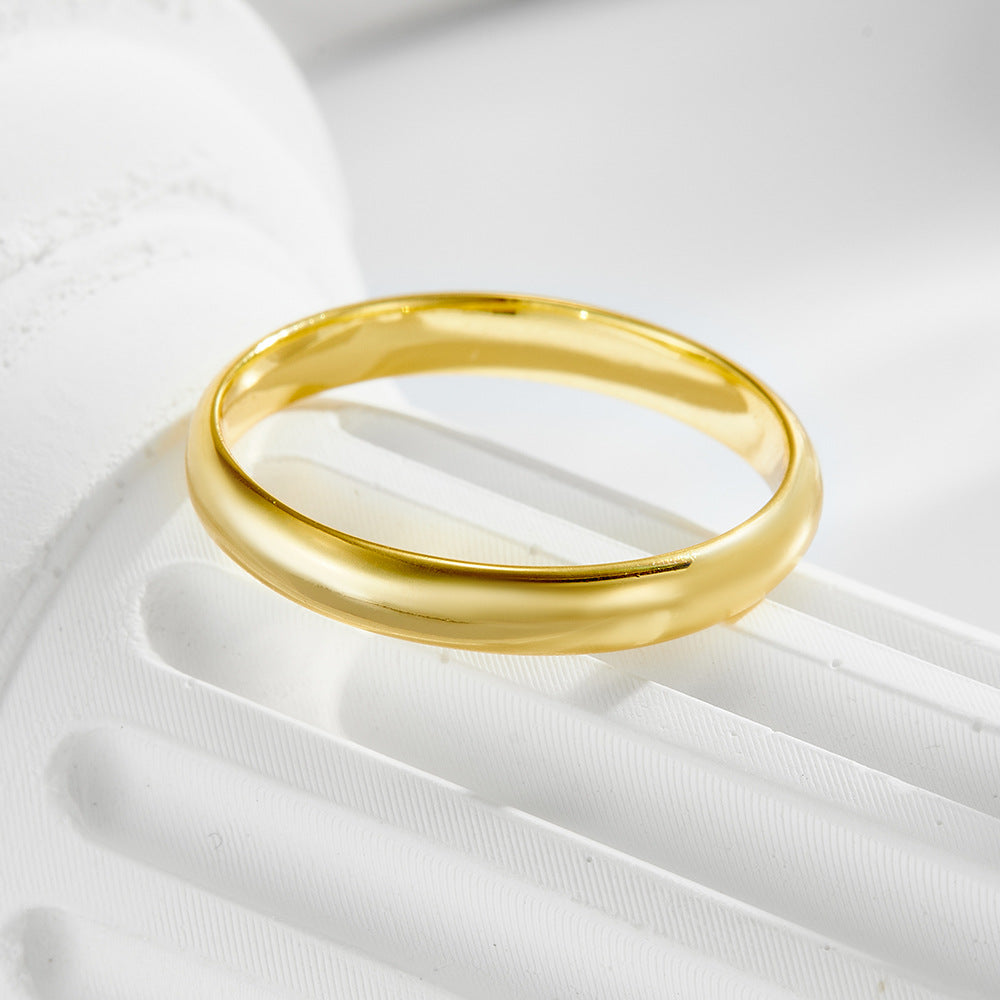 925 Sterling Silver 14K Gold Plated 3mm Plain Band Ring, Minimalist Sleek Hoop Jewelry