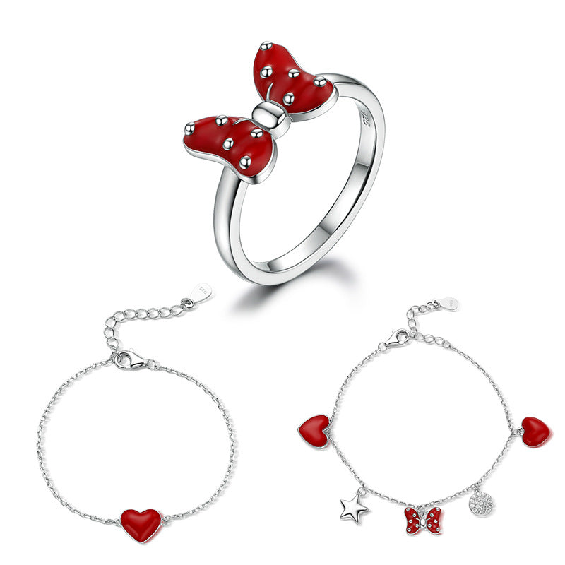 Heart Bow Jewelry Set - 925 Silver Sweet Minimalist Trending