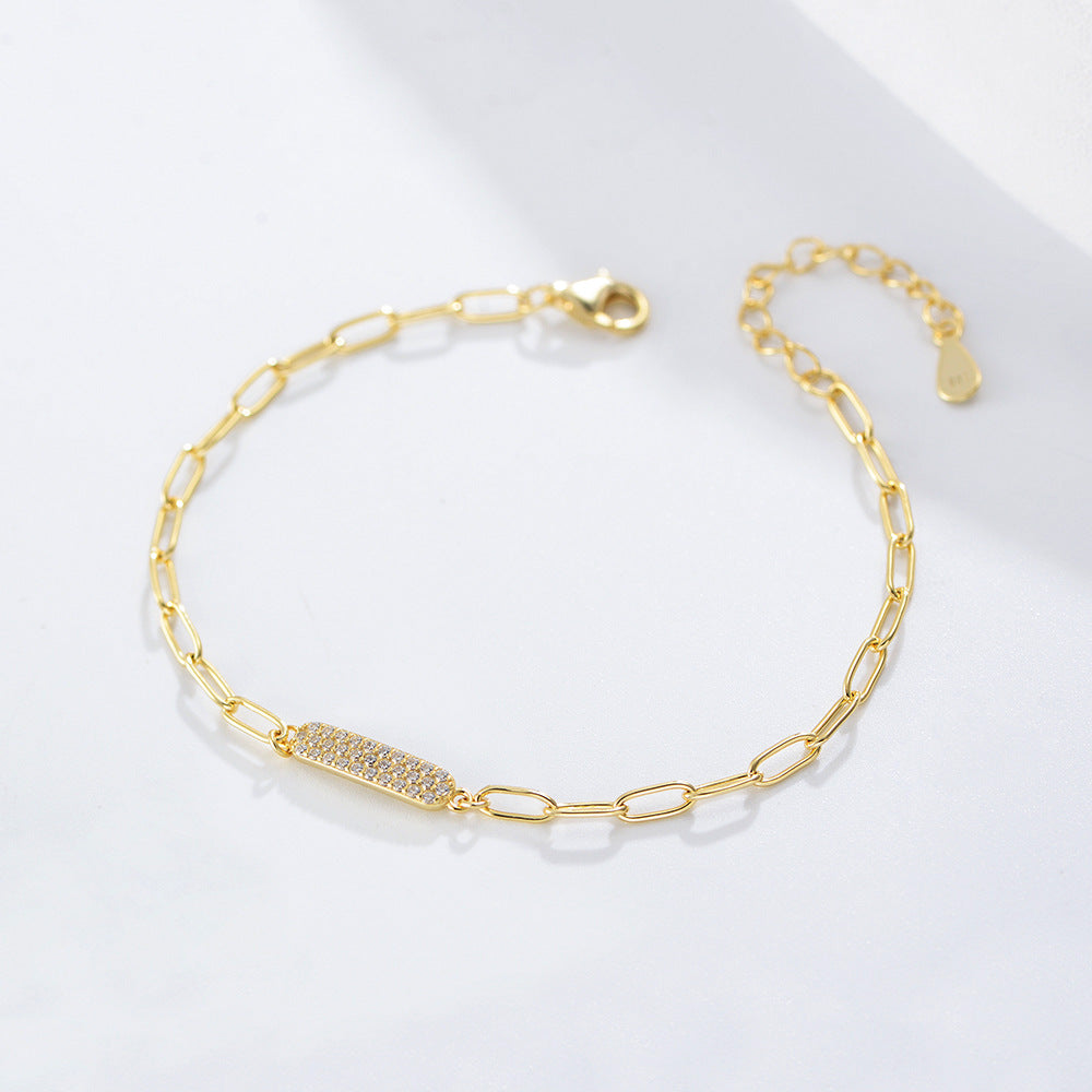 925 Sterling Silver Micro-Pave Zirconia Bracelet, Minimalist High-End Light Luxury Jewelry