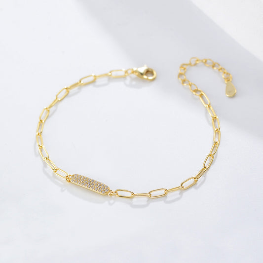 925 Sterling Silver Micro-Pave Zirconia Bracelet, Minimalist High-End Light Luxury Jewelry