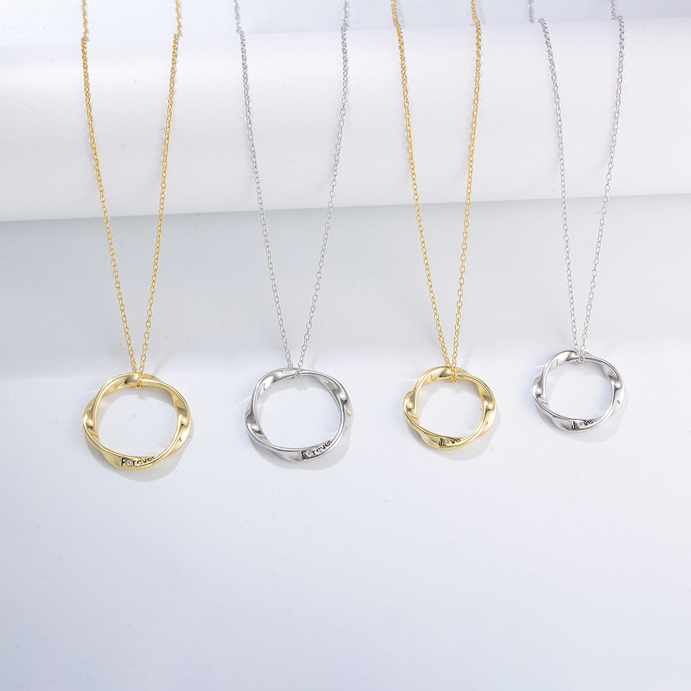 925 Sterling Silver Mobius Loop Couple Necklace, Infinite Love Pendant Jewelry