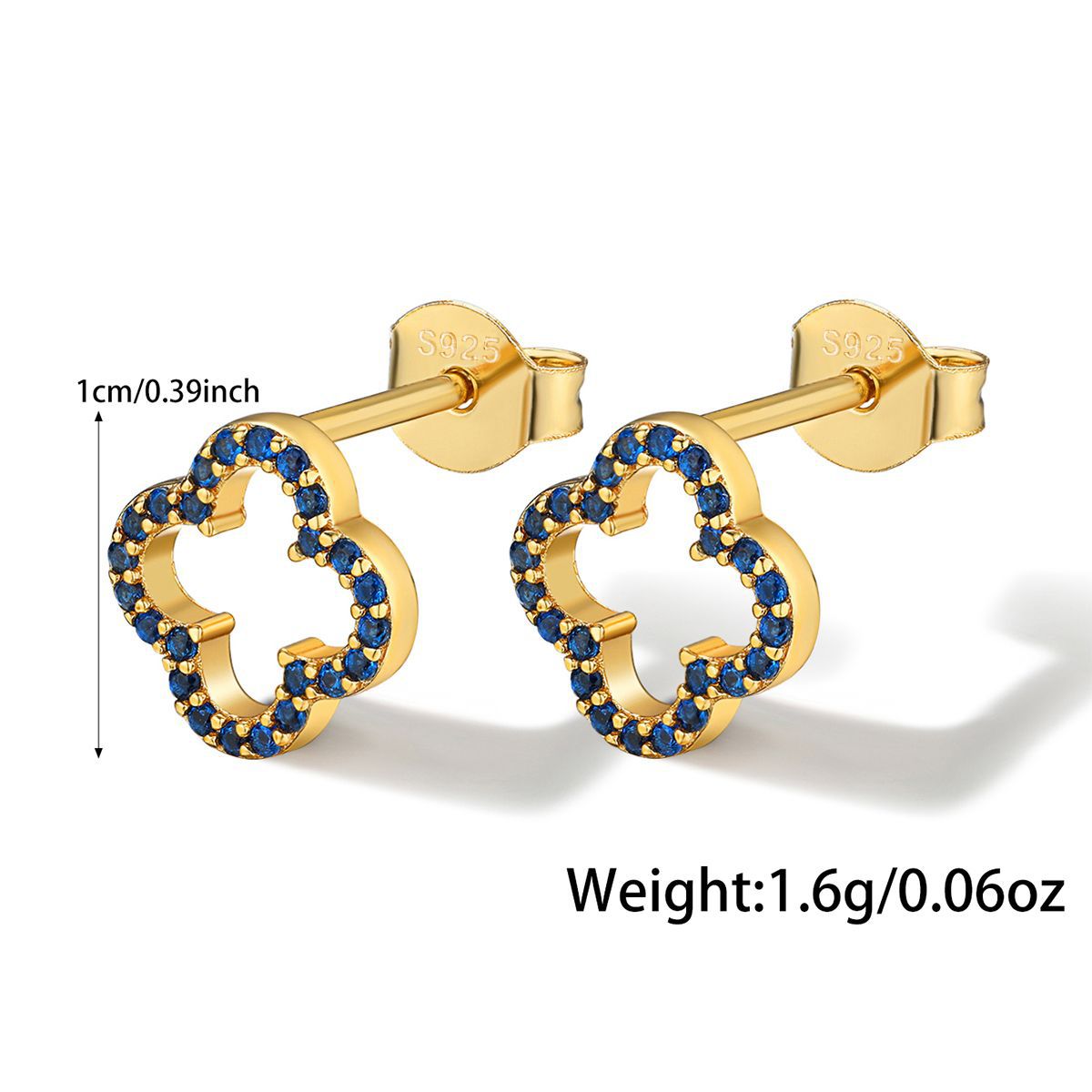 Hollow Clover Earrings - 925 Silver Diamond Niche Studs