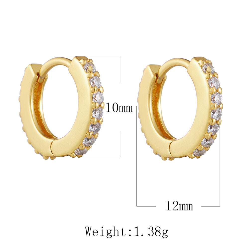 925 Sterling Silver Round Hoop Earrings, Micro-Pave Zirconia Huggie Hoops for Women, Minimalist Daily Wear Jewelry
