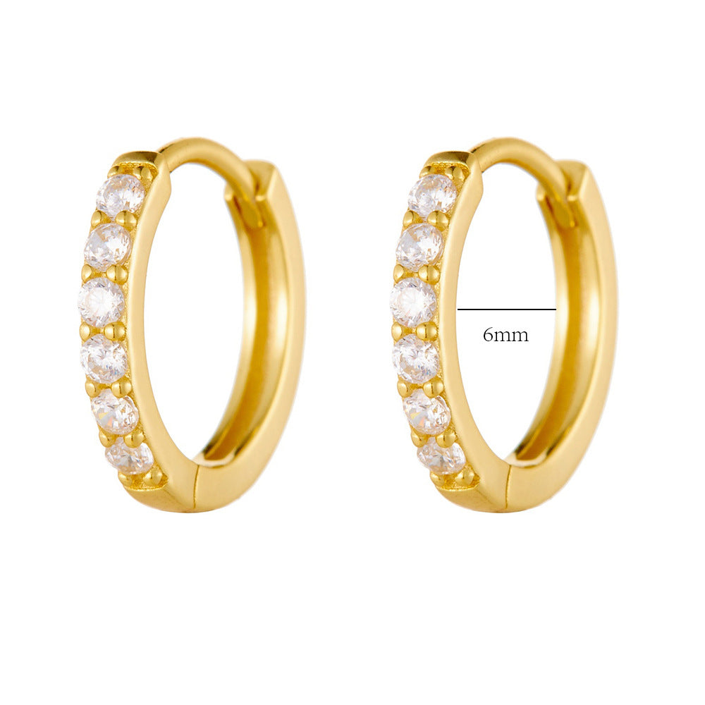 925 Sterling Silver Zirconia Huggie Hoop Earrings, Classic Round Geometric Cartilage Jewelry