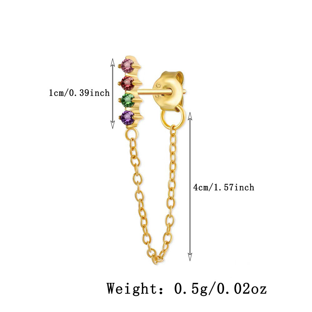 Floral Moon Star Fringe Earrings - 925 Silver Sweet Vintage Design