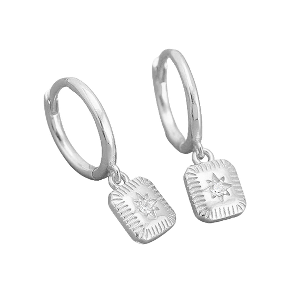 Square Zircon Hoop Earrings - S925 Silver Niche Minimalist Jewelry