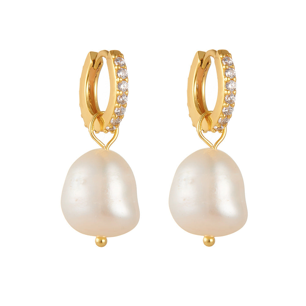 S925 Silver Natural Freshwater Pearl Dangles - Modern Aesthetic Baroque Accessory