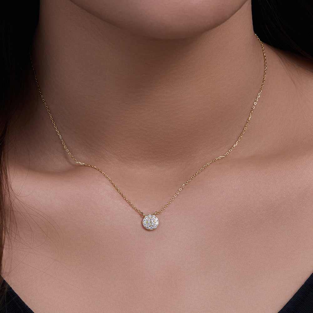 925 Sterling Silver Classic Round Zirconia Pendant Necklace, Minimalist Jewelry