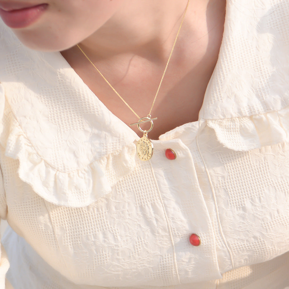 925 Sterling Silver Coin Necklace, Vintage Relief Medallion Pendant