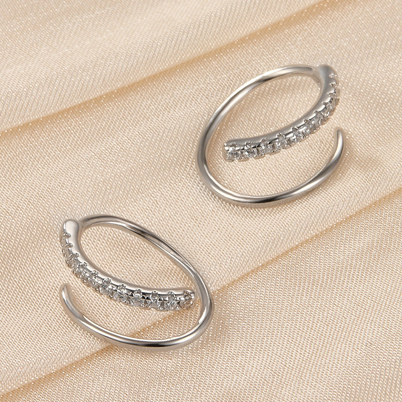 Zircon Hoop Earrings - 925 Silver Minimalist Niche Jewelry