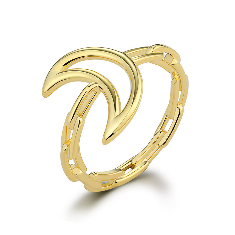 Star Moon Geometric Ring - 925 Silver Minimalist Wholesale Jewelry