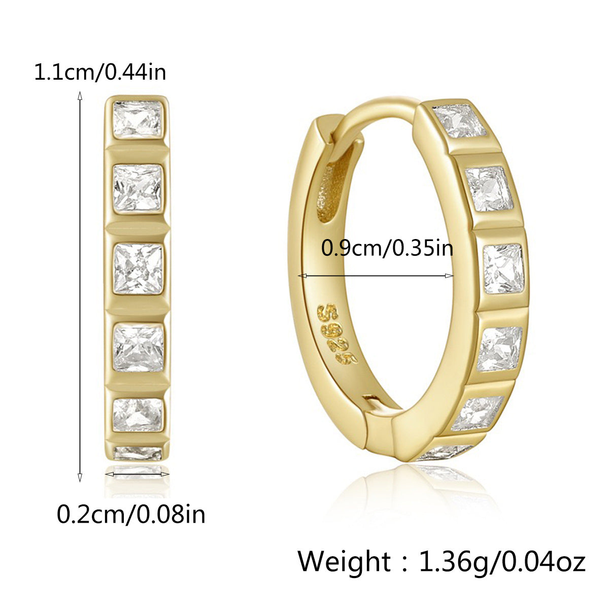 Diamond Hoop Earrings - S925 Silver Geometric Niche Ear Jewelry