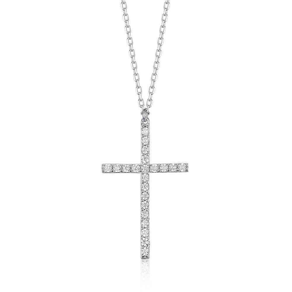 S925 Silver Cross Necklace | Christian Collarbone Chain | Niche Women‘s Jewelry