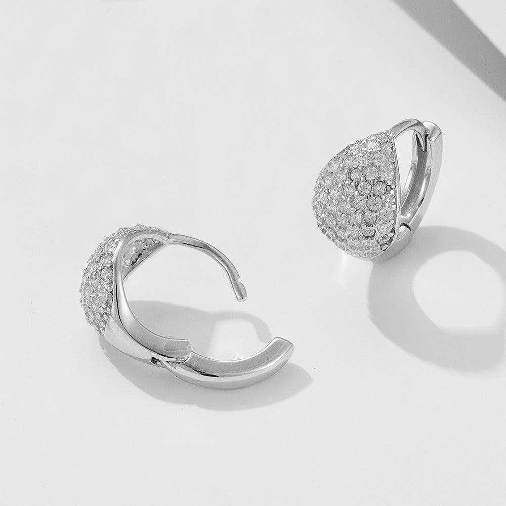 925 Sterling Silver Small Hoop Earrings, Full Pave Zirconia Huggie Hoops for Women, Luxury Geometric Round Ear Buckles, Hypoallergenic Fine Jewelry