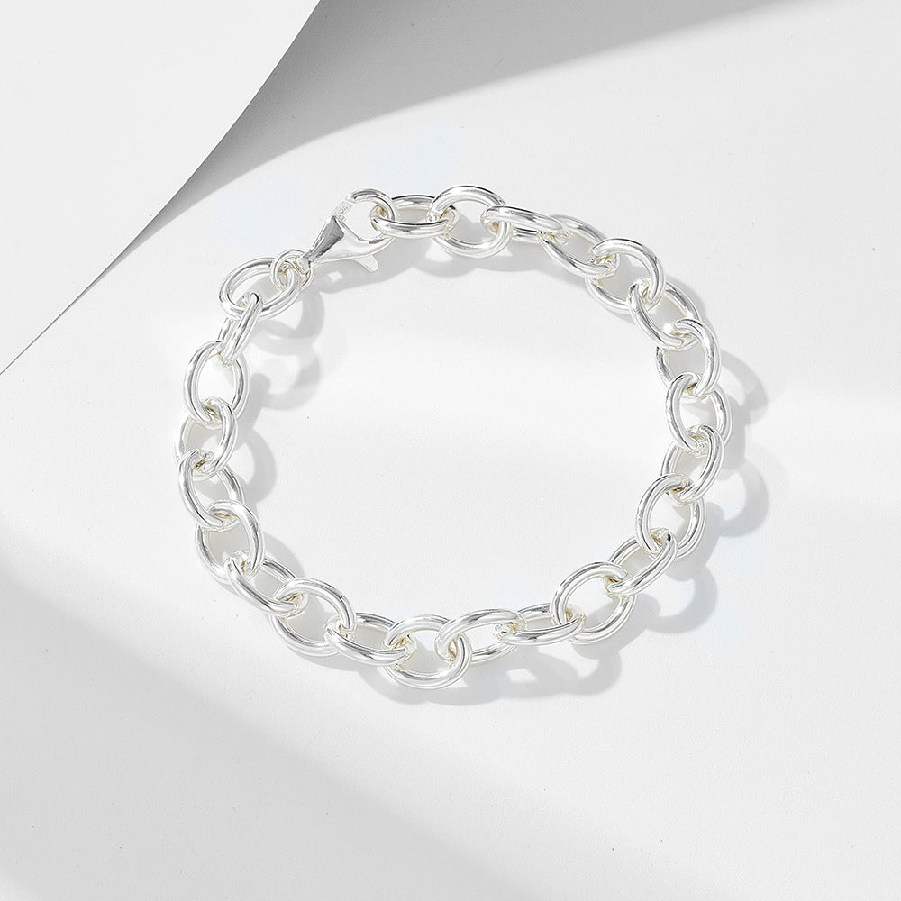 925 Sterling Silver Heavy-Duty Chunky Circle Bracelet, Minimalist High-End Jewelry
